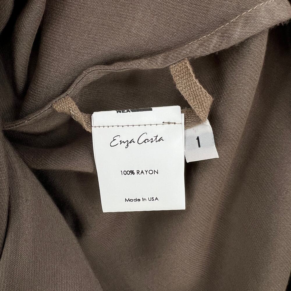ENZA COSTA Satin Bias Cut Skirt Womens Small 1 Shiitake Brown Midi Pull on Slip - Picture 12 of 16